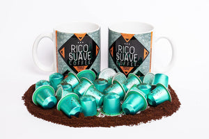 RICO SUAVE COFFEE Premium Coffee Pods 100% Ecuadorian, Highland Arabica, Medium - Dark Roast Coffee, 50 Capsules 9.3 0z pack